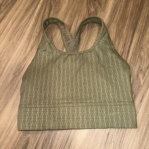 Nike Dri-FIT Sports Bra Medium Support Cross Back Olive Green swoosh heart Small